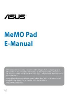 Asus Memo Pad manual. Tablet Instructions.