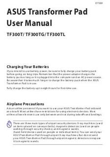 Asus Transformer Pad tf300t manual. Tablet Instructions.