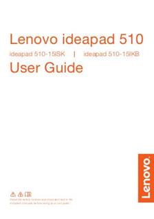 Lenovo Ideapad 510-151SK manual. Tablet Instructions.