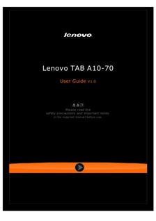 Lenovo Tab A 10-70 manual. Tablet Instructions.