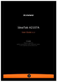 Lenovo A2107 manual. Tablet Instructions.