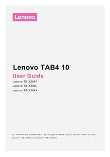 Lenovo Yoga Tab 4 10 manual. Tablet Instructions.