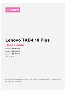 Lenovo Tab 4 10 Plus manual. Tablet Instructions.