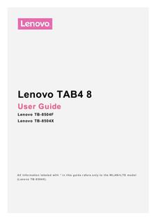 Lenovo Tab 4 8 manual. Tablet Instructions.