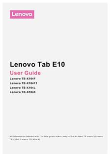 Lenovo Tab E10 Printed Manual Lenovo Tab E10 Printed Manual