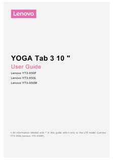 Lenovo Yoga Tab 3 10 manual. Tablet Instructions.