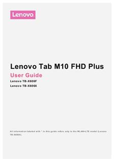 Lenovo Tab M10 FHD Plus manual. Tablet Instructions.