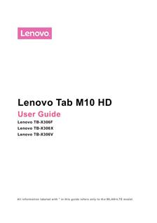 Lenovo Tab M10 - X306 manual. Tablet Instructions.