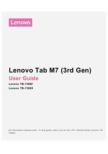 Lenovo Tab M7 3rd Generation manual. Tablet Instructions.