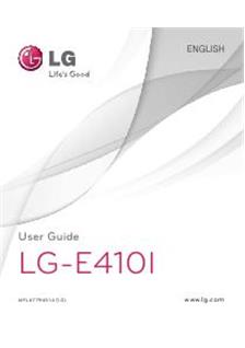 LG E410 I manual. Tablet Instructions.