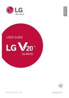 LG V20 manual. Tablet Instructions.