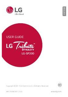 LG Tribute Dynasty manual. Tablet Instructions.