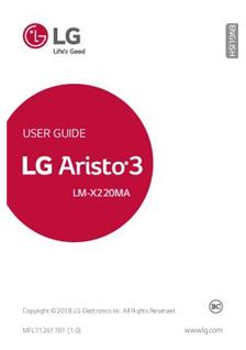 LG Aristo 3 manual. Tablet Instructions.