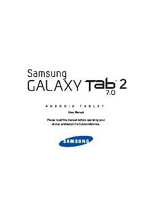 Samsung Galaxy Tab 2 7.0 (Wifi) manual. Tablet Instructions.