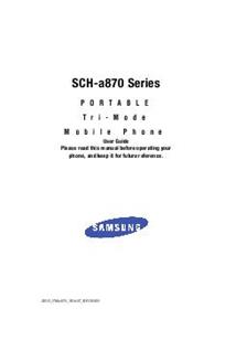 Samsung SCH-A870 manual. Tablet Instructions.